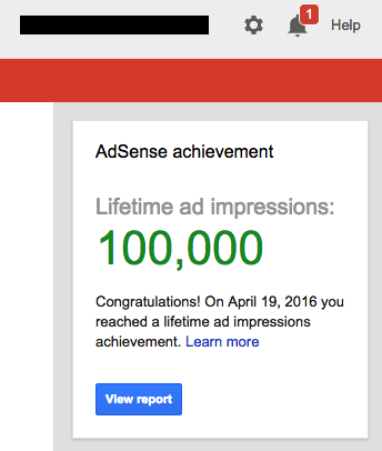 AdSense Impression Achievement Alert For IndiaSpeaksDaily News portal